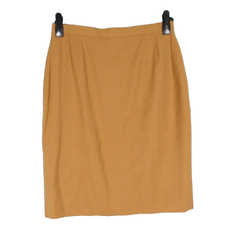 VTG ESCADA Tan Brown WOOL CLASSIC FITTED Secretary Straight/Pencil Skirt Sz 42/M